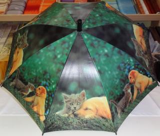 Holový deštník pes a kotě